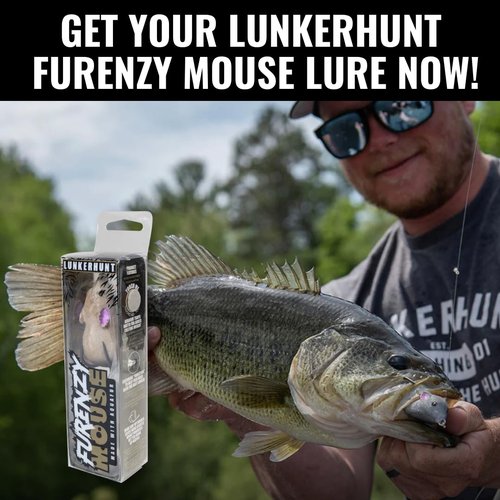 LUNKERHUNT Furenzy Mouse Topwater Lure for Bass, Trout & Pike – 2.5”, 1/2 oz | AquaFur for 15% Water Retention & Realistic Action | Weedless Hook & Soft Rubber Tail for Precision Casting Grey