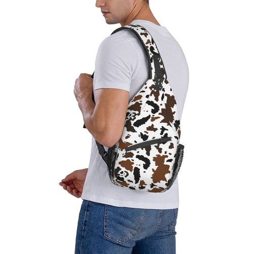 pwakvom Cow Sling Bag Crossbody Sling Backpack Travel Hiking Daypack Chest Bags Shoulder Bag For Women Men