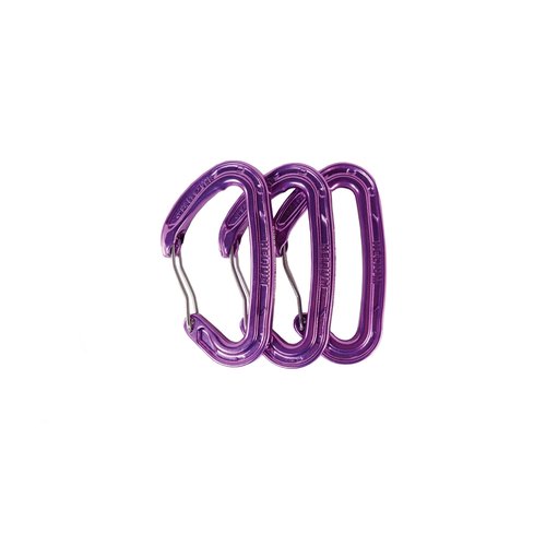 Wild Country Helium 3.0 Rock Climbing Carabiner - Large Wiregate, Lightweight Aluminum Carabiner - Purple (3-Pack) - One Size