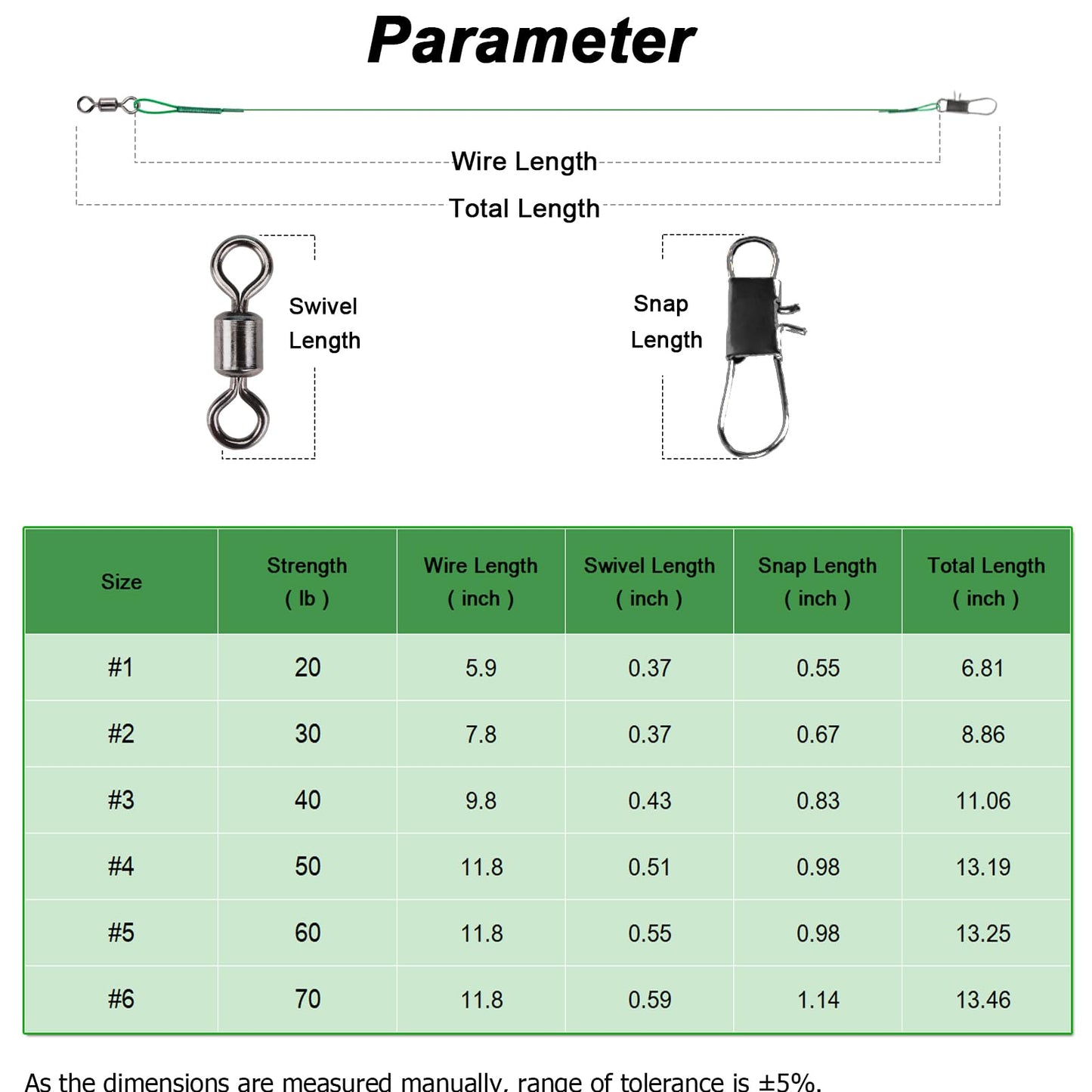 AMYSPORTS Saltwater Steel Leaders Fishing Rigs Heavy Duty Wire Leader Lures High Strength Fishing Leader Freshwater Black Nickel #4 50lb 11.8in 30pcs