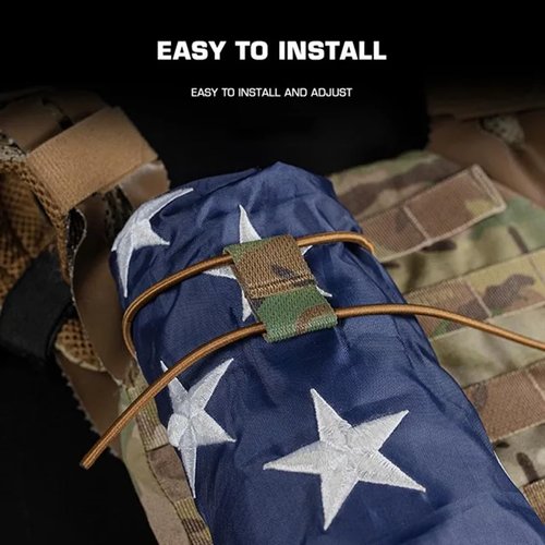 Tactical Flag Bungee Elastic Fastener Strap Shock Cord Retention Molle Webbing Loop Cord Lock Secure Plate Carrier Attachment