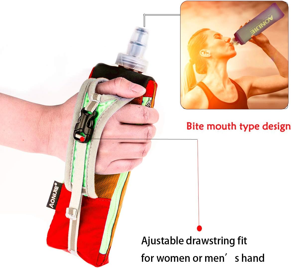 Geila Handheld Water Bottle for Running, 17 oz Grip Handheld Bottle with Hand Strap Hydration Pack, Sport Soft Flask