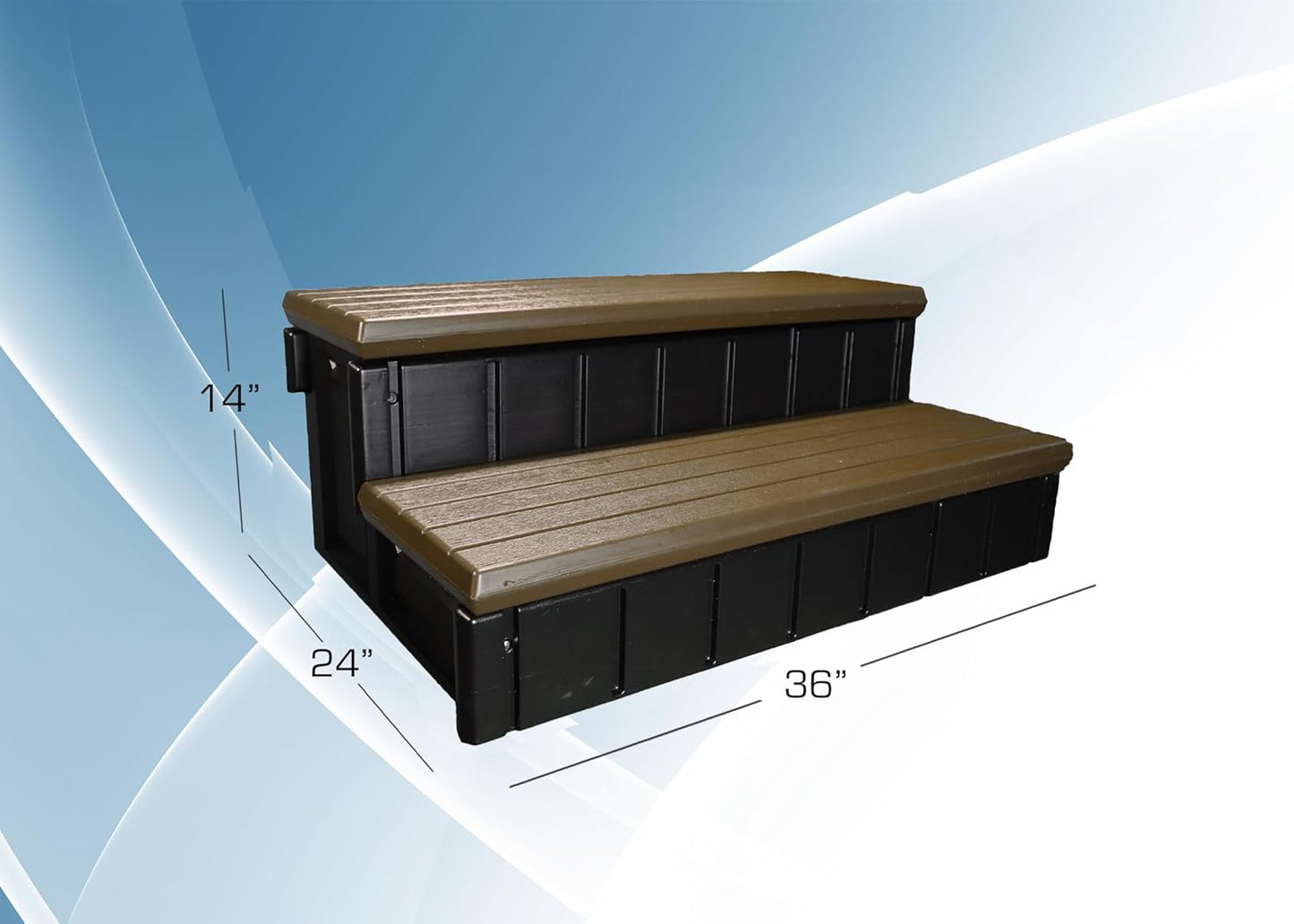 Confer Plastics Two Tier 36" Wide Deluxe Hot Tub Step. Non-Skid Spa Steps, Easy Installation, Sturdy, Long Lasting Upgrade to Your Space. Proudly Made in USA. - Espresso