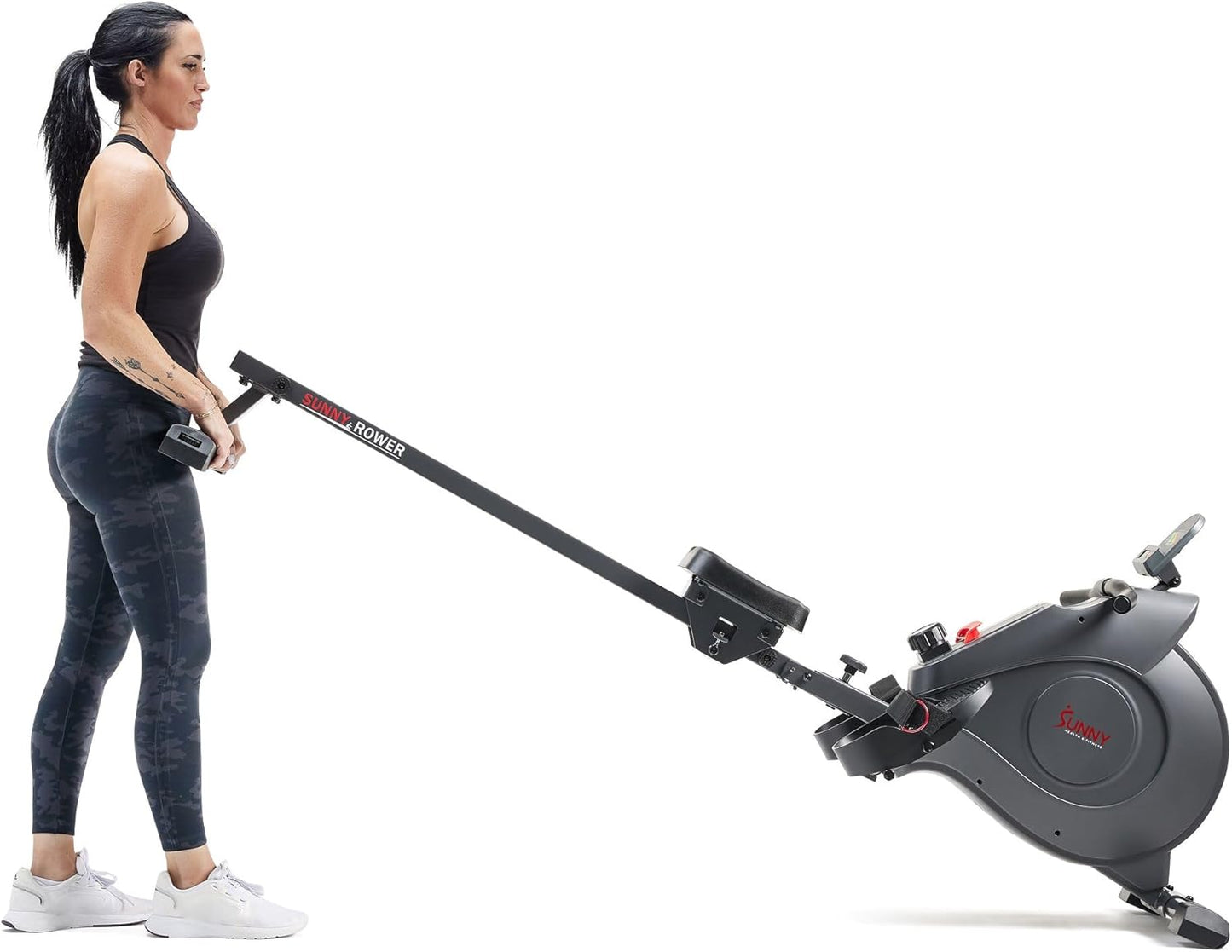 Sunny Health & Fitness Foldable Rowing Machine for Home - Full-Body Low-Impact Workout, Quiet Operation & Free SunnyFit App