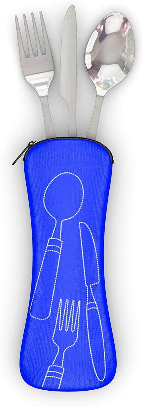 Reusable Travel Utensils with Case | Fork and Spoon Set with Knife and Optional Straws Great Office, Travel, or Camping Accessories | Lightweight, Sturdy Utensils