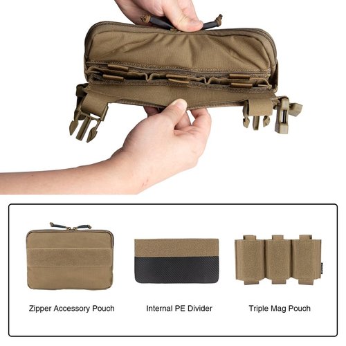 IDOGEAR Tactical Chest bag with Insert 5.56/7.62 Mag Pouch Recon Kit Kangaroo Chest bag Utility Laser-cut MOLLE Hook-and-Loop Accessory Bag Admin Pouch for Military Airsoft(Coyote Brown)