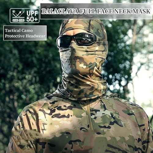Camo Balaclava Face Mask for Men Women UV Sun Protection Cycling Neck Scarf Gaiter Head Breathable Motorcycle