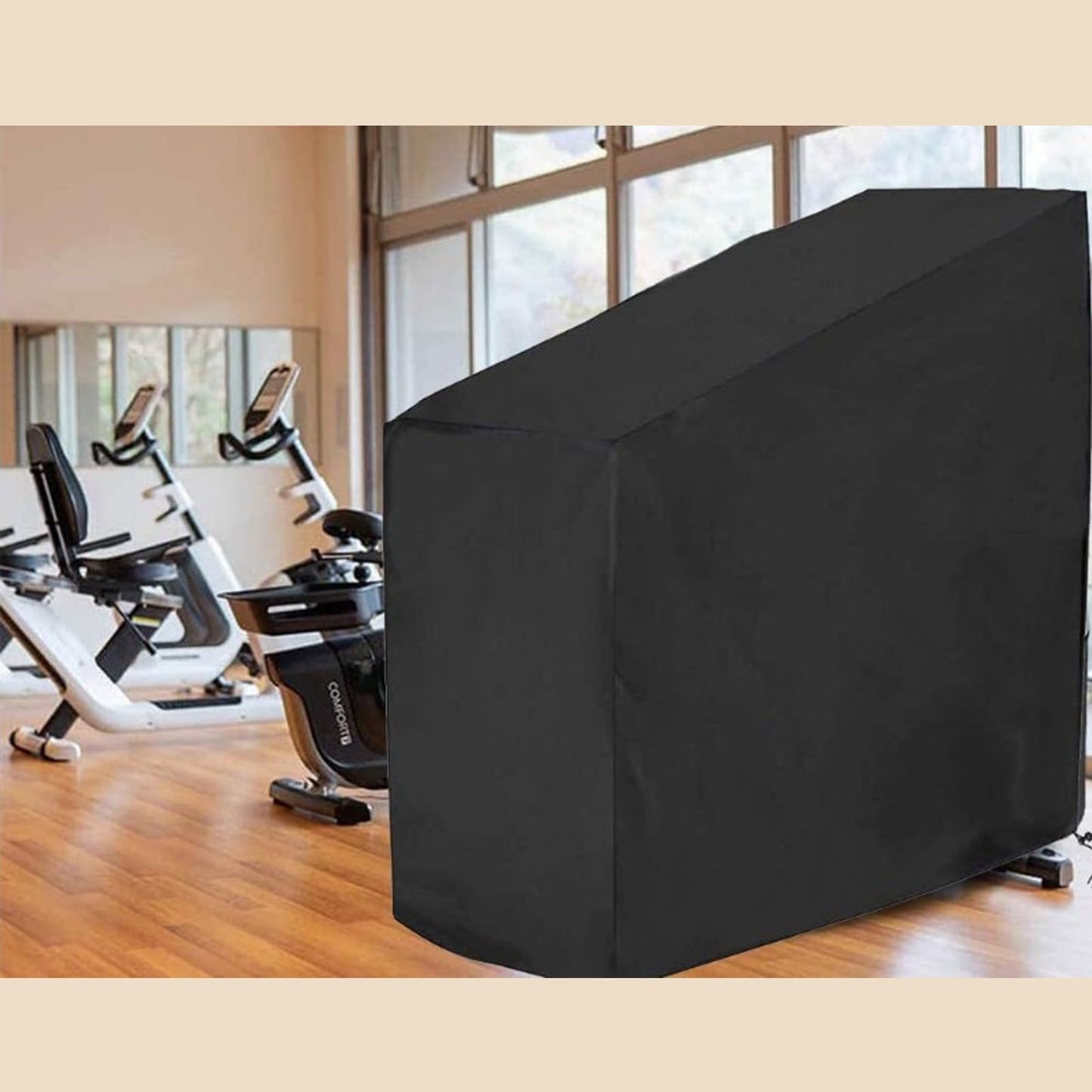 Exercise Bike Cover, Upright Cycling Protective Cover Stationary Bike Cover for Indoor & Outdoor, Dustproof Waterproof Fitness Bicycle Cover with Drawstring, Black, 56x49x23 In