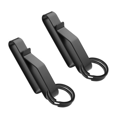 LUTER 2pcs Tactical Key Holders for Duty Belt, with 4pcs Key Rings, Stainless Steel Tactical Stealth Belt Loop Keychain Hook Clip Accessories for Police Fire Agencies for Wide Duty Belts (Black)