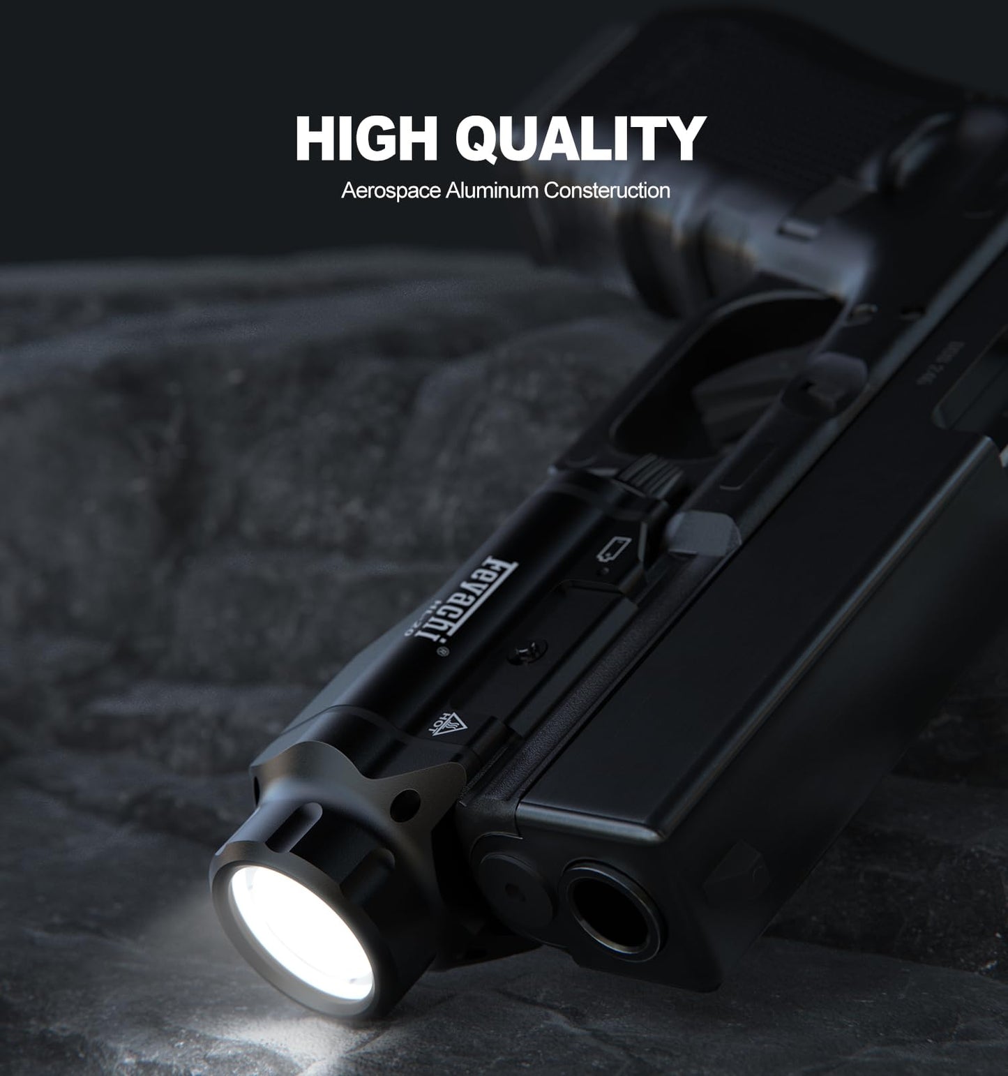 Feyachi HL-20 Pistol Light 1500 Lumen Upgrade LED Weapon Light Compact Rail Mounted Handgun Tactical Flashlight Rail Locating Keys for Picatinny, Black