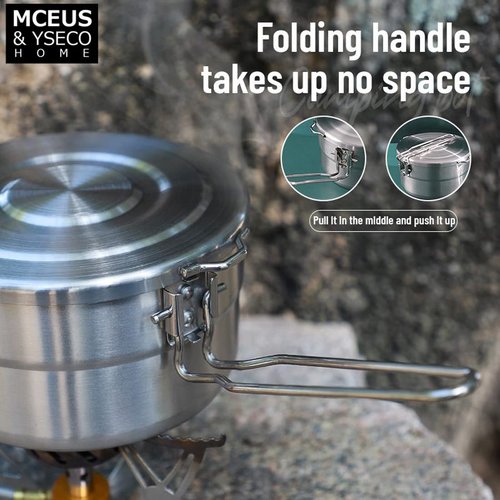 Compact Camping Pot Backpack Mess kit, 18/8 Stainless Steel Camping Pot and Pan Cooking Set, Lightweight Camping Cup, with Folding Camping Silverware Set for Outdoor Camping Hiking Picnic