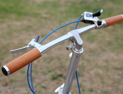 Bike Handle Grips 130/130mm Hand-Stitched Seam for 22.2mm (7/8") Retro with Aluminum Alloy Double Lock on Bicycle Handle bar Hand-Sewn Casual Handlebar Lever for MTB Road Bike (Bright Silver Ring)