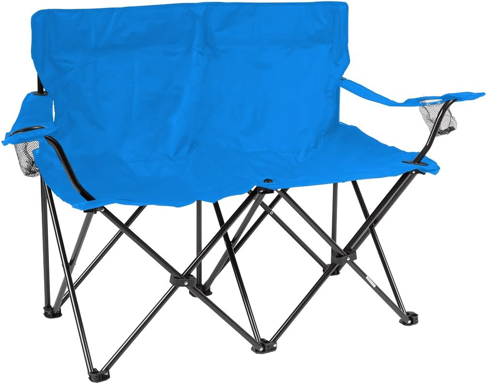 Trademark Innovations Loveseat Style Double Camp Chair, 40" L x 22" W x 31.5" H, Polyester, Army Green