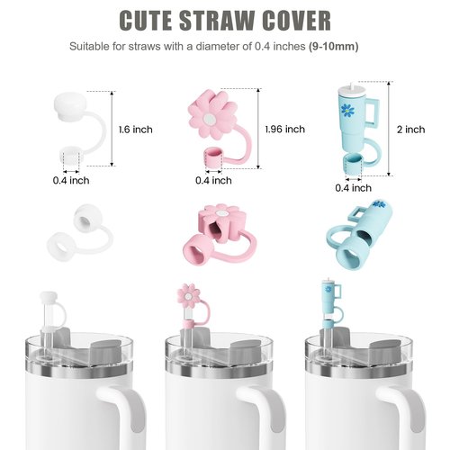 Water Bottle Holder with Strap for Stanley 40oz Tumbler with Handle, Water Bottle Carrier Bag with Phone Pocket, 2 Straw Covers, 6 Silicone Spill Proof Stopper for Stanley Cup Accessories(Cream)