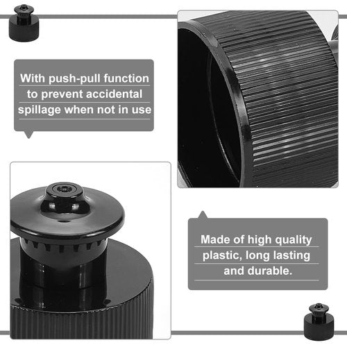 OLYCRAFT 100Pcs 28/410 Black Plastic Push Pull Replacement Caps 28mm Inner Diameter Twisted Sport Bottle Lid Plastic Water Bottle Cap for Water Bottle Replacement Tops Sport Bottle Lid