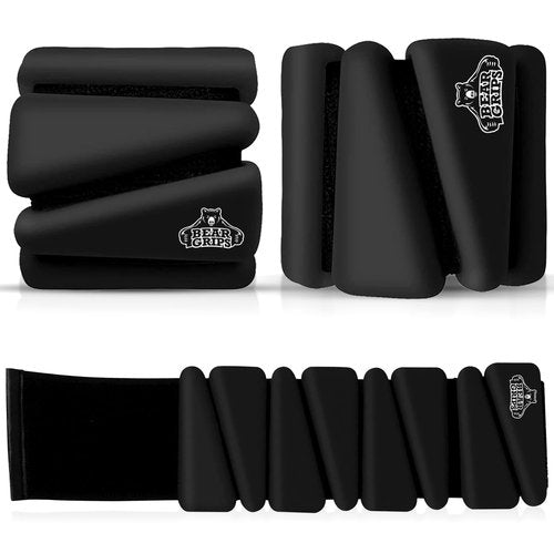 Bear Grips Wrist and Ankle Weight - Resistance Home Gym Equipment Workout Straps for Men and Women - Workout Equipment Wearable Weights Adjustable Dumbbells for Yoga, Walking, Pilates (Black, 2LB)