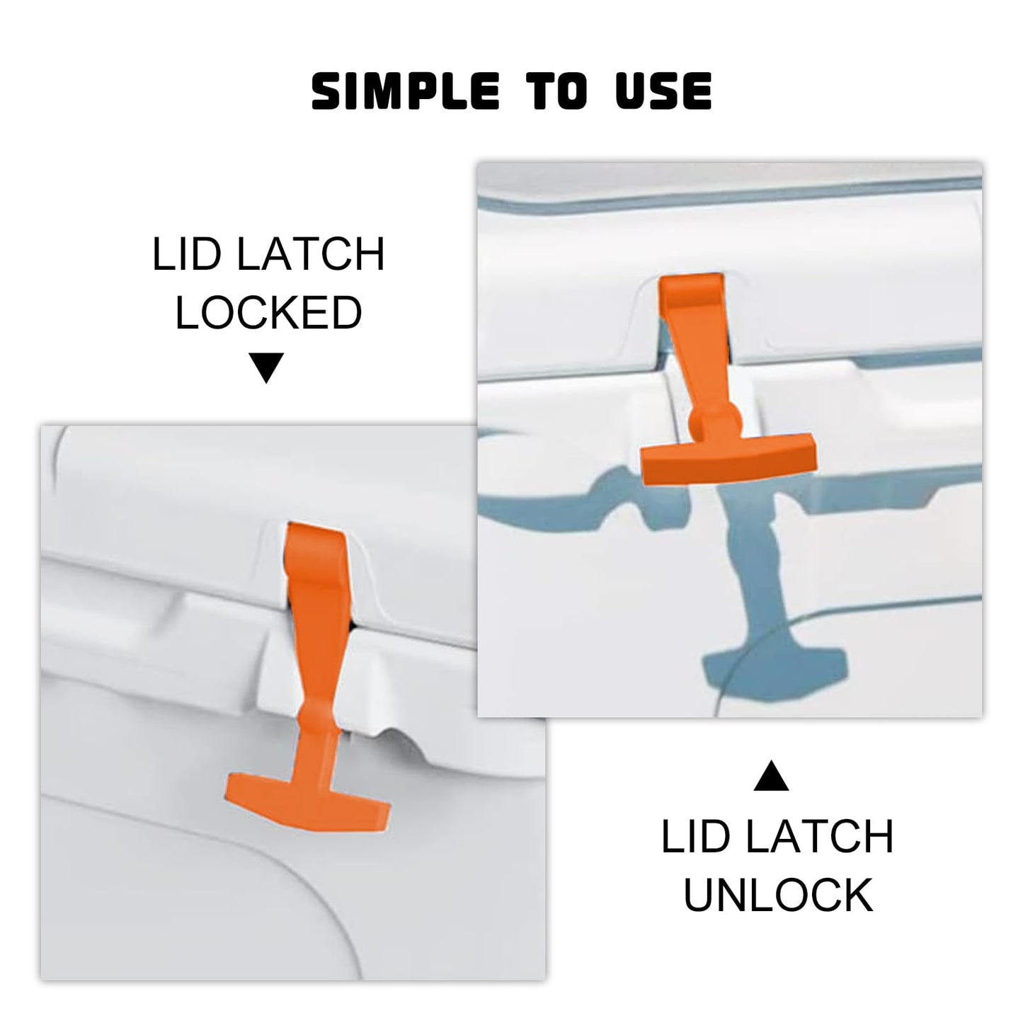 4Pack Cooler Latches Replacement for Yeti, RTIC Related Coolers, Premium Durable Rubber T- Latches Compatible with Yeti, RTIC Cooler Accessories (Orange)