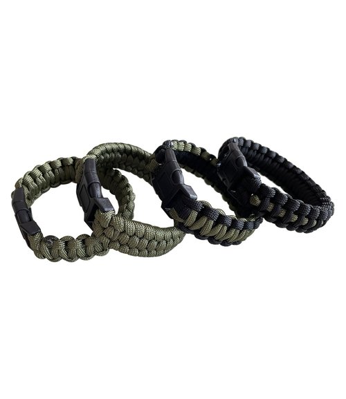 CIBBALIY 2 Army Green Paracord Bracelets 8.5" Braided Tactical Bracelet include Parachute Cord and Plastic Buckles for Hiking Travelling Camping (ArmyGreenP1)