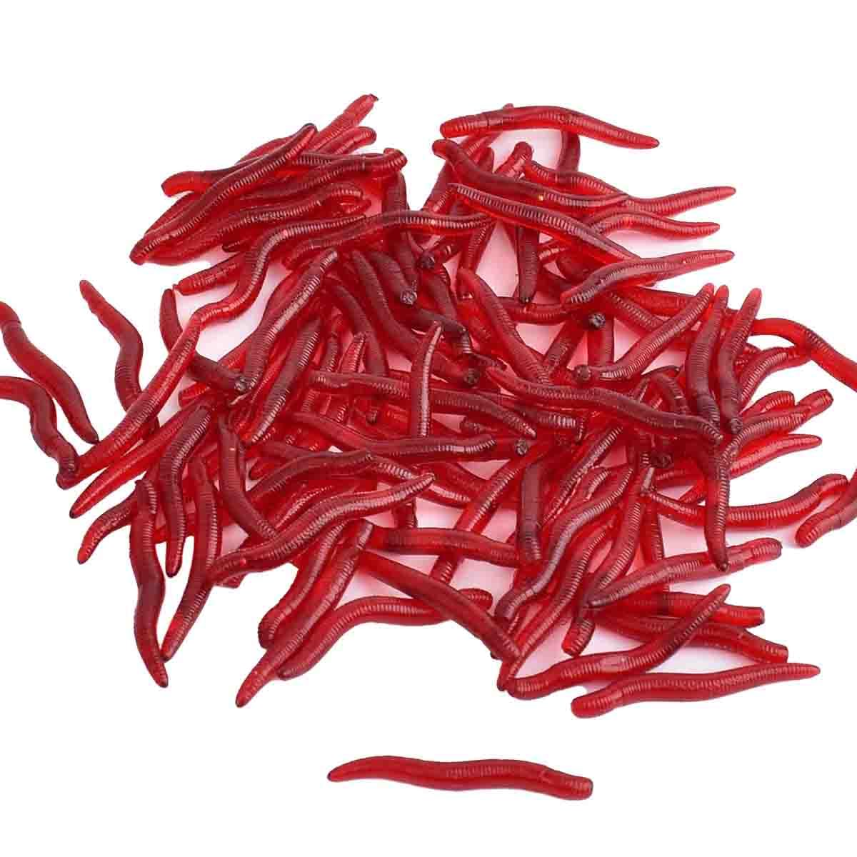 4cm 100pcs Soft Bait Set Realistic False Earthworm Worm Elastic Rubber Earthworm Fishing Bait