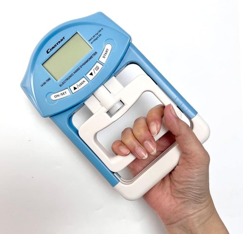 Digital Hand Dynamometer - 200 Lbs / 90 Kgs Grip Strength Tester with Auto Capture (Grey)