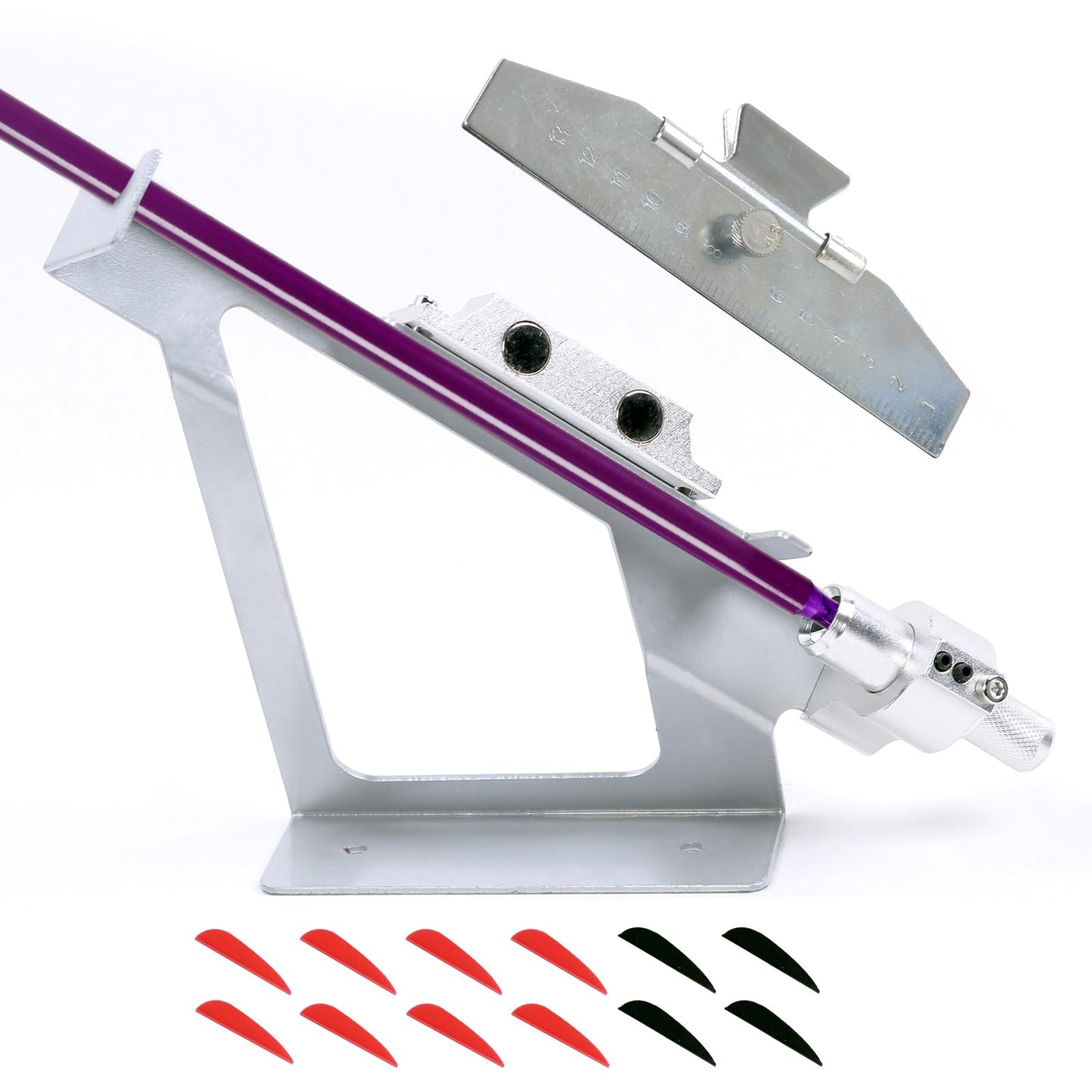 FENJANER Arrow Fletching Jig - Adjust Archery Arrow Fletchings Tool Jig Kit with Clamp for DIY Arrow Vanes (Sliver)