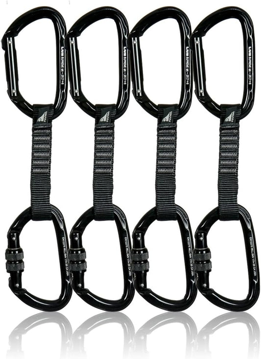 Quickdraw Set with Straight Gate and Screw Gate Carabiners, 4-Pack