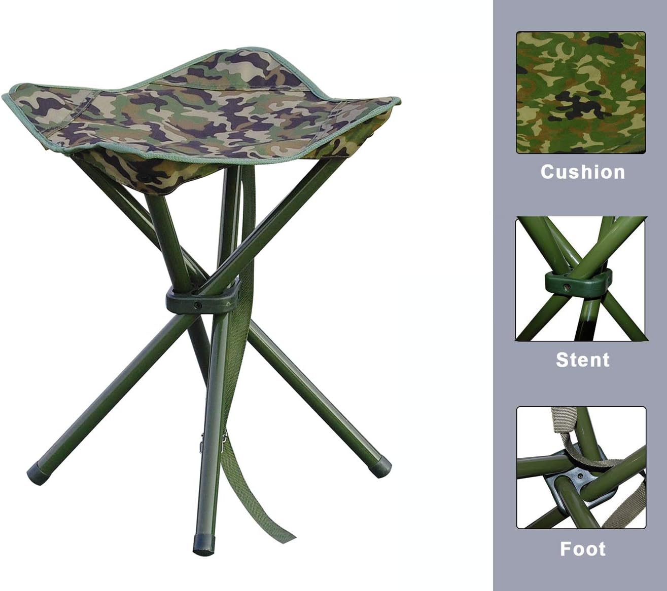 JSHANMEI Camping Stool Portable Folding Stool for Outdoor Hiking Fishing Travel Deluxe 4 Leg, Support 300 lbs