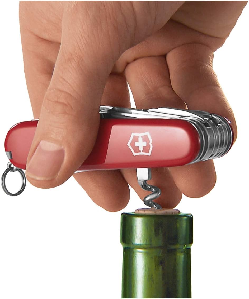Victorinox Camper Swiss Army Knife, 13 Functions, Swiss Made Pocket Knife with Large Blade, Screwdriver, Tweezers and Key Ring - Red