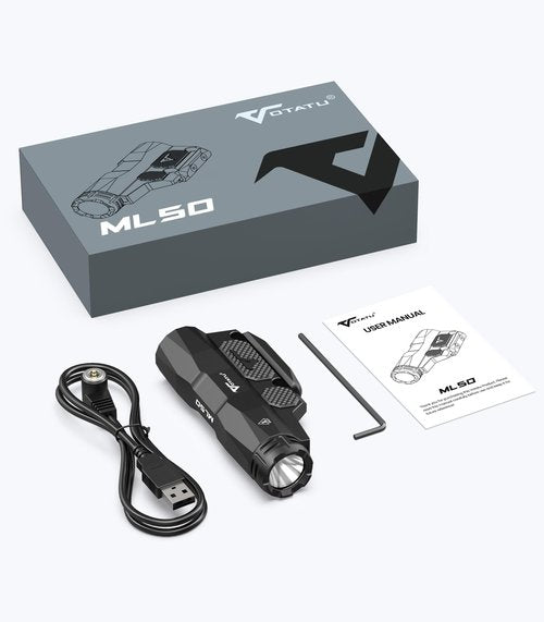 VOTATU ML50 Picatinny/Mlok Flashlight for Rifle, Max 2400 Lumens Weapon Light with Pressure Pad Switch, Rechargeable Flashlight and Tactical Strobe High/Low Mode