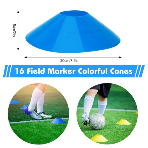 YGORTECH Soccer Training Equipment Set - 20FT Agility Ladder, 16 Soccer Cones, Speed and Agility Training Equipment for Indoor/Outdoor Practice Blue Ladder