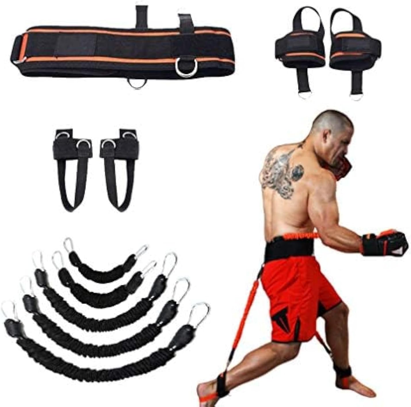 Exercise Boxing Resistance Bands Leg Strength Training Home Workout Equipment Bounce, Explosive Power Training for MMA, Bounce,etc Indoor and Outdoor Fitness Training, Set of 12
