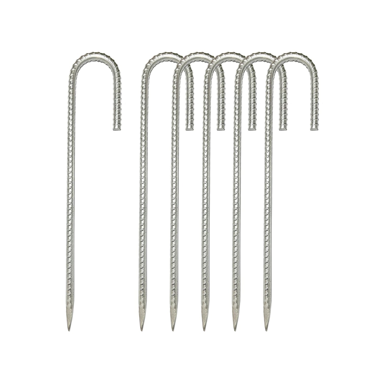 J Hook Heavy Duty Galvanized Reinforced Ground Nails - Outdoor Canopy Tent & Gardening Ground Anchor (12)