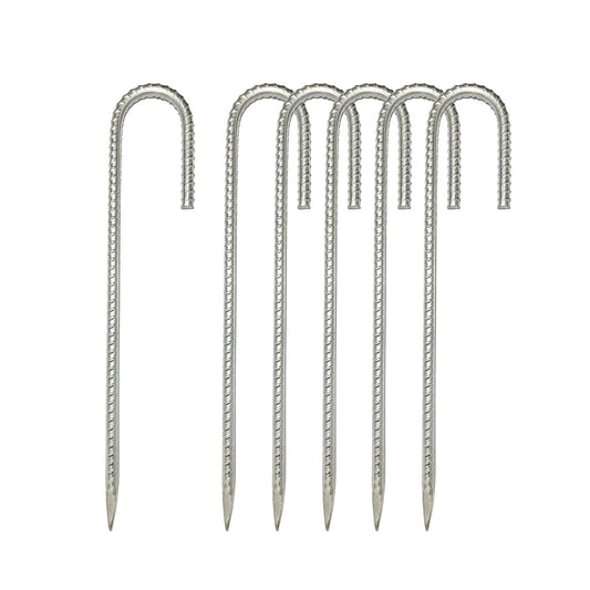 J Hook Heavy Duty Galvanized Reinforced Ground Nails - Outdoor Canopy Tent & Gardening Ground Anchor (12)