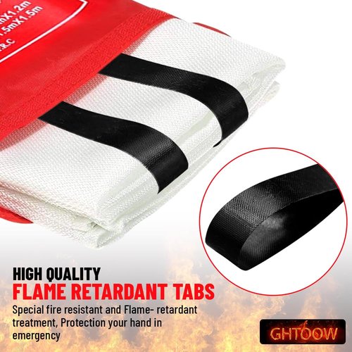 GHTOOW Fire Blanket - Fiberglass Lightweight Fire Suppression Blanket, Ideal for Emergency Fire Blankets Use in Home, Kitchen or Caravan - Non-Expiring, Easy to Use with Protective Bag and Gloves