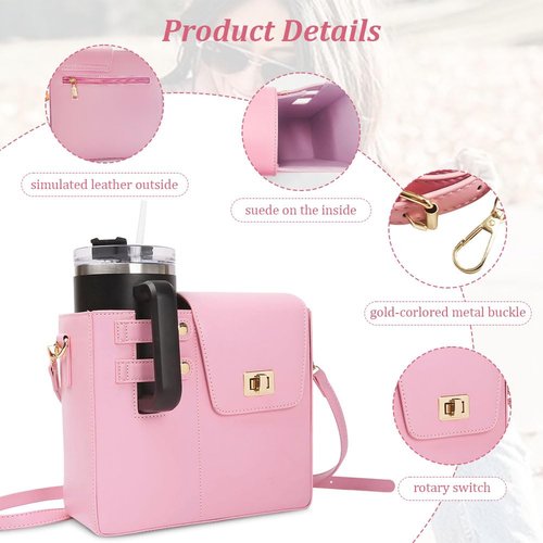 Dayinkes Water Bottle Bag, Portable Water Bottle Bag Crossbody, Multifunctional Purse with Water Bottle Holder, Adjustable Shoulder Strap Crossbody Cup Holder Bag, Compatible with a Lot of Water Cups