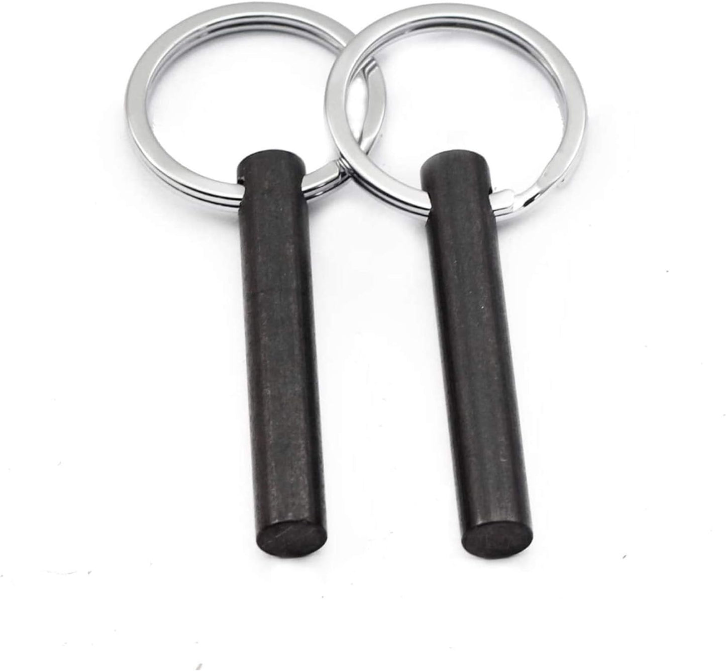 bayite Survival Drilled Ferrocerium Flint Fire Starter Rod with Keychain Ring 2 Inch Pack of 2