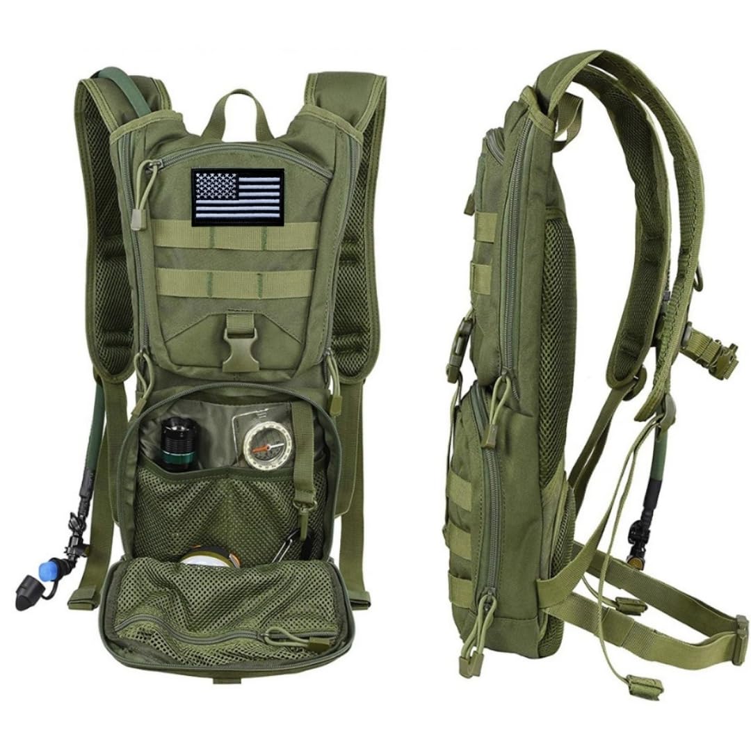 GETORIUM Tactical Hydration Backpack with 3L TPU Water Military Backpack Men Women for Extended Outdoor Adventures Hiking, Cycling, Running Climbing, Hunting, Biking (ACU Grey, 3L)