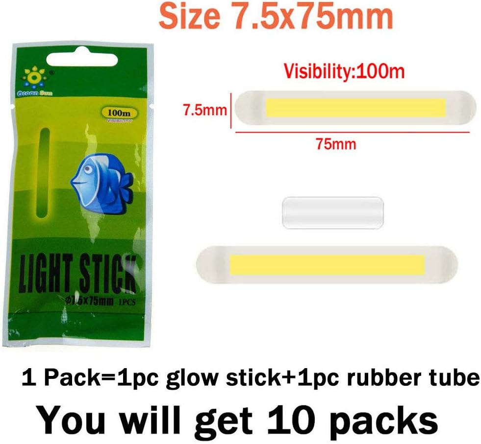 QualyQualy Fishing Glow Sticks for Bobbers 1" 1.5" 2" 3" Fishing Bobber Lights, Fishing Rod Bell Alarm Lights, Bobber Glow Sticks Bulk Kit 10-250Pcs