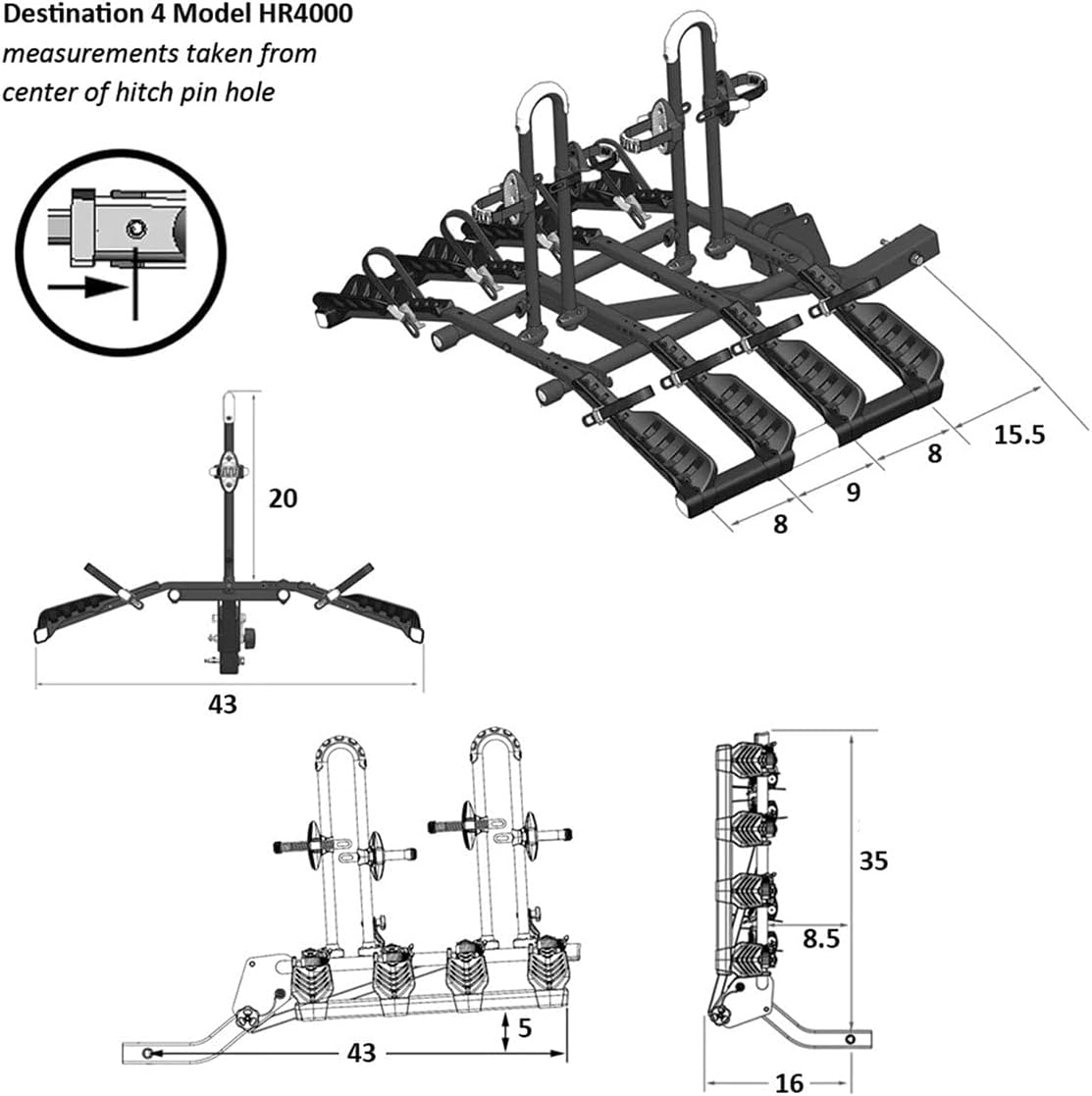 Hollywood Racks Destination E Hitch Bike Rack with Ramp for 2 Bikes up to 70 lbs Each - Secure, Lockable Electric Bike Rack - Premium, Foldable Bicycle Car Racks for Standard or E-Bikes