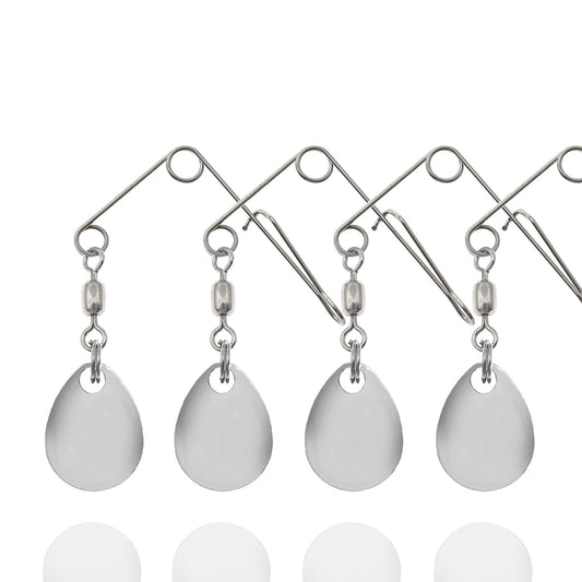 Aollerfilery 50PCS Fishing Spinner Blades Rigs Fishing Spinnerbait Smooth Spoons Kit,Replacement Accessories for Colorado Blade Making Spinner Shaft Bass Fishing Lures