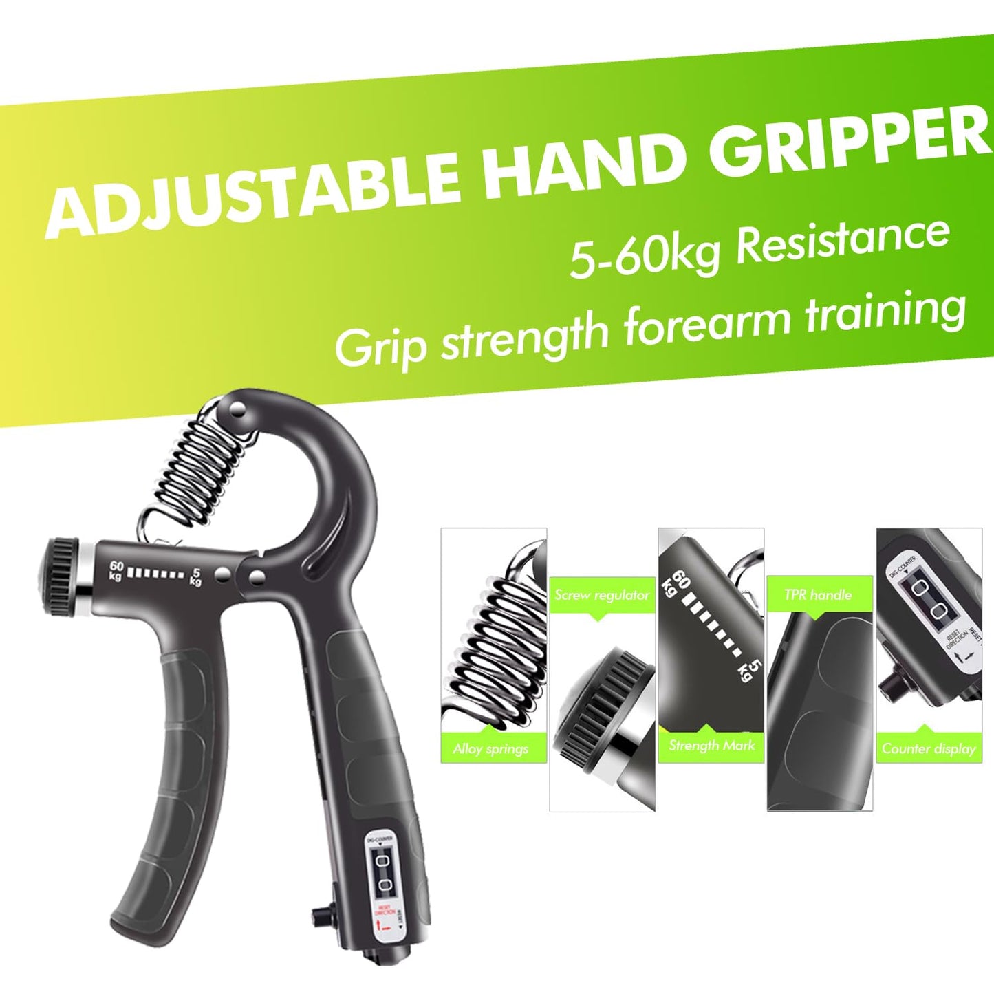 Hand Trainer Kit 8 Pack,Finger Trainer,Gyroscopic Ball, Anti Stress Ball,Grip Trainer with Counter,Finger Stretcher,Hand Grip Strengthener,Training Set for Fitness Strength Training at Home