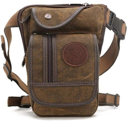 Small Canvas Multi-Purpose Waist Fanny Pack Tactical Military Drop Leg Bag Camping Hiking Motorcycle Bike Cycling Pouch