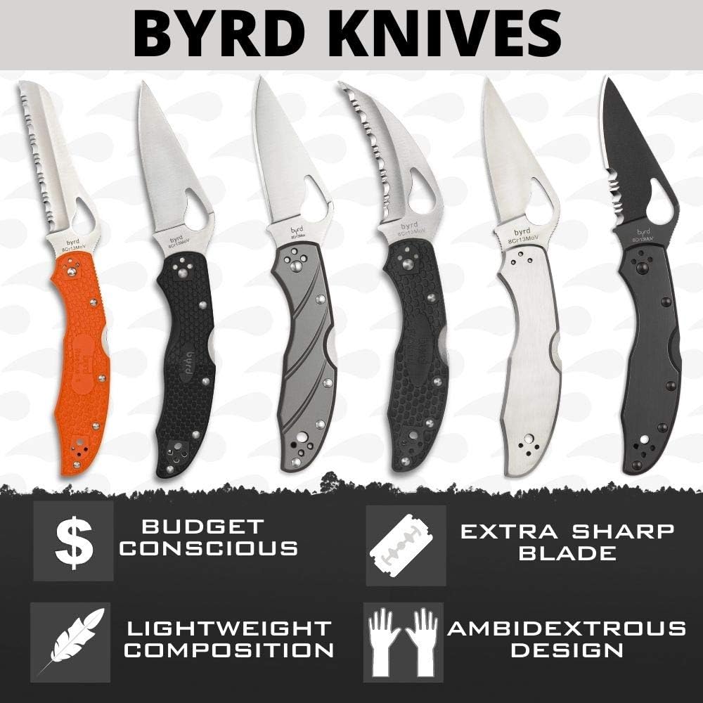 Spyderco Byrd Crossbill Knife with 3.25" Steel Hawkbill Blade and Durable Stainless Steel Blade -CombinationEdge - BY07PS