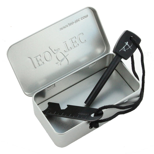 4 Inch Survival Ferrocerium Flint Fire Starter, Ferro Rod for Camping, Hiking, Survival Accessory and Tin Box