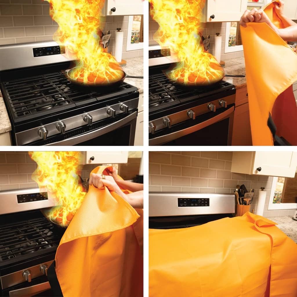 Parcil Safety PD-452 Emergency Fire Blanket (Pack of 2) Car Emergency Kit Fire Extinguisher for Home & Kitchen, Woven Fiberglass Household Essentials, Chemical Free, No Mess, Large