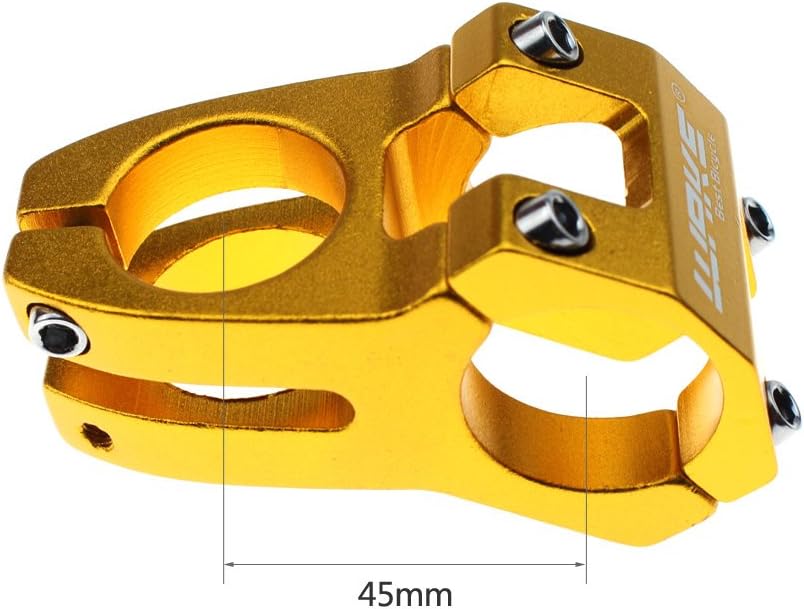 31.8 Stem 45mm Bike Stem Wake Mountain Bike Stem Short Handlebar Stem for Most Bicycle, Road Bike, MTB, BMX, Fixie Gear, Cycling (Aluminum Alloy, Black Blue Gold Red)