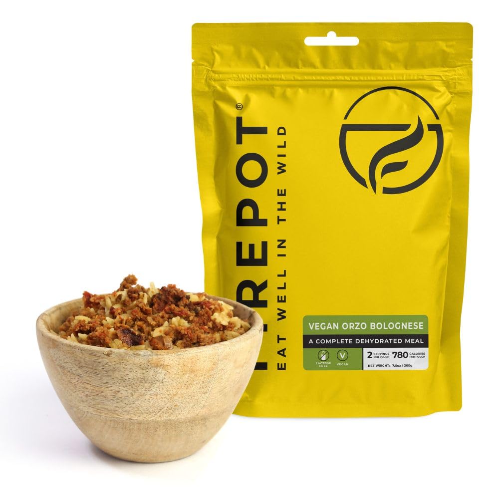 FIREPOT Vegan Orzo Bolognese - Healthy Plant Based Dehydrated Camping & Backpacking Meals (2 Servings)