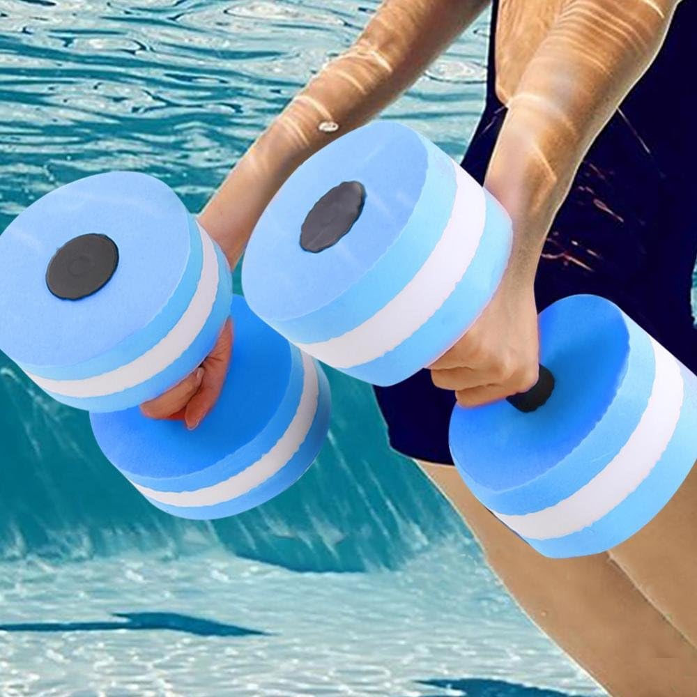 Foam Dumbbell, Aqua Barbells for Water Aerobics, Pool Workouts, Fitness Training, Yoga, and Bodybuilding ¨C Durable Foam Barbells (Blue)