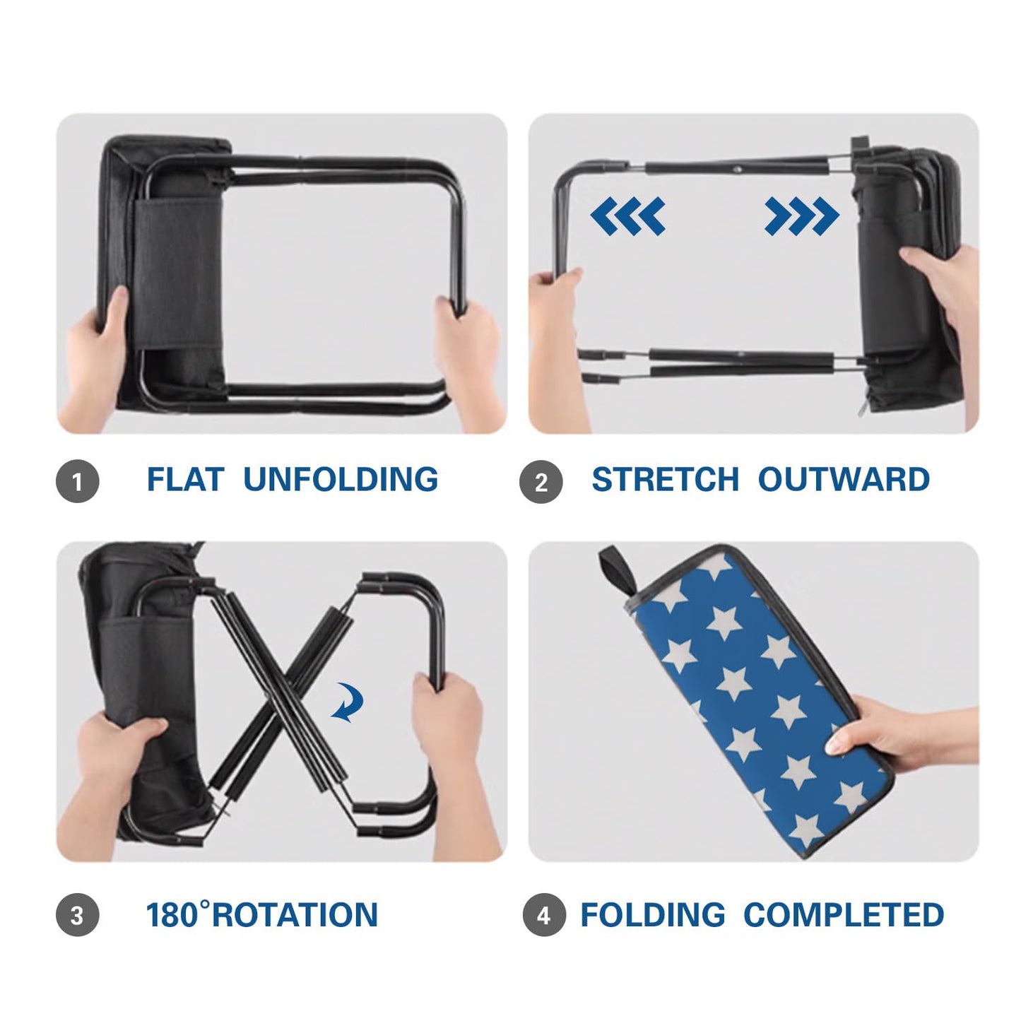 ACTANCEN Collapsible Chair Portable Folding Stool with Carry Bag, 1.35Lbs Small Foldable Adults Camp Seat for Travel/Camping/Hiking/Fishing/Picnic/Barbecue