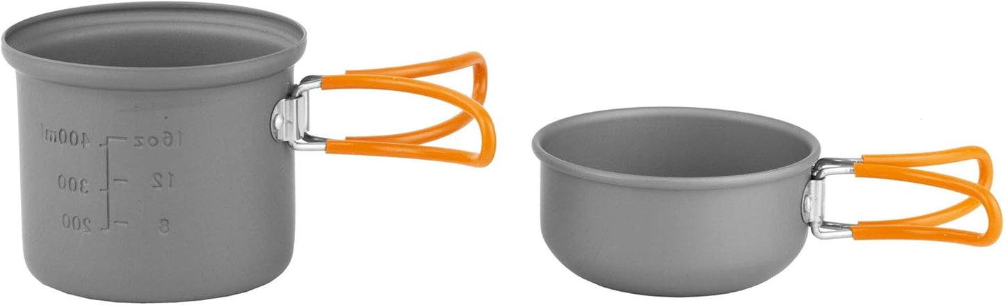 ust Solo Cook Kit with Lightweight, Compact, BPA Free, Anodized Aluminum Construction for Camping, Hiking, Emergency, Soloist and Picnics, Gray/Orange, One Size